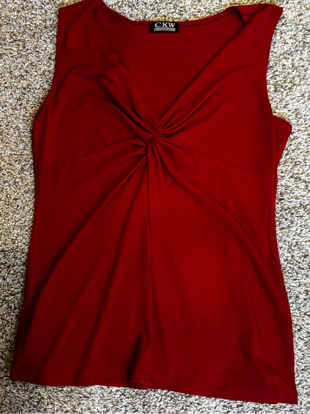 Calvin Klein Red Sleeveless Twist-Front Tank Top